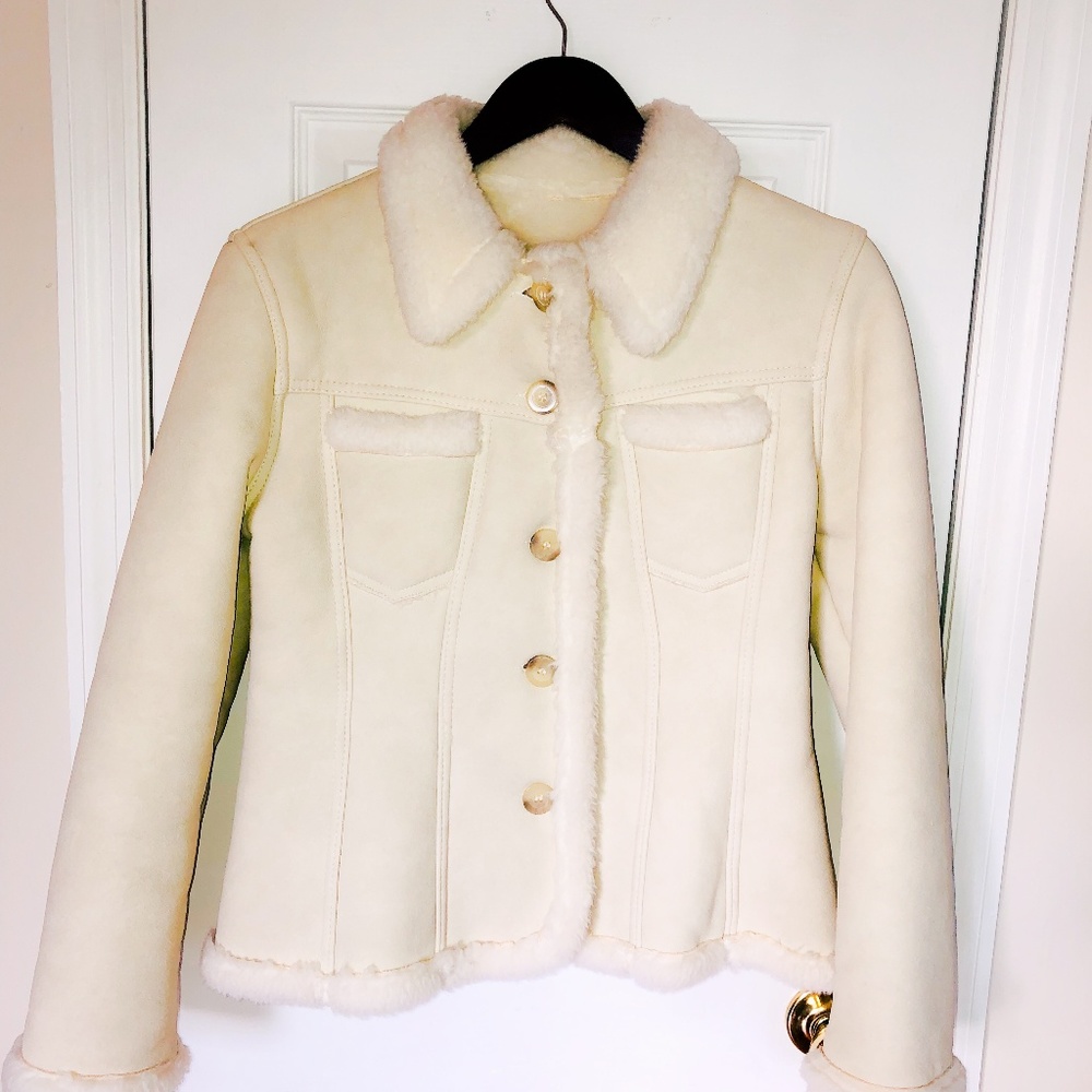 Off white leather French brand jacket